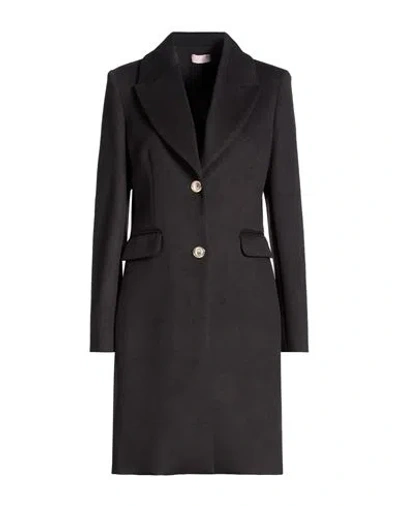 Oltre Woman Coat Black Size 12 Viscose, Polyester In Gray
