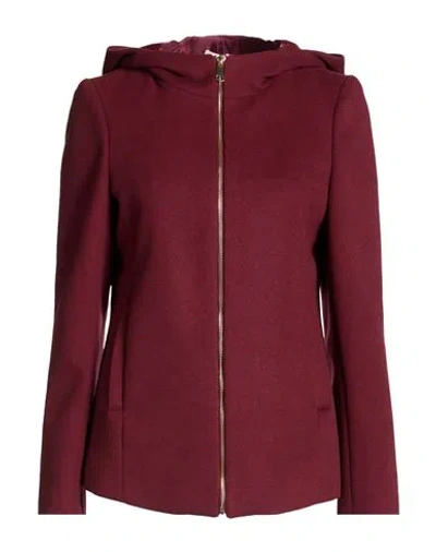 Oltre Woman Coat Burgundy Size 16 Viscose, Polyester In Red