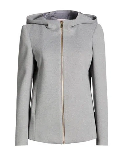Oltre Woman Coat Grey Size 16 Viscose, Polyester In Gray