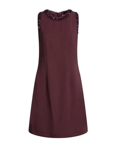 Oltre Woman Mini Dress Burgundy Size 16 Polyester In Brown