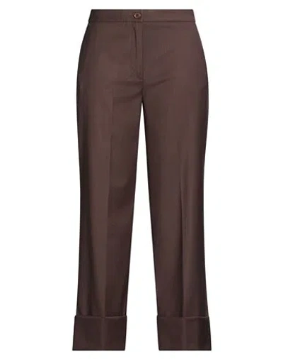 Oltre Woman Pants Dark Brown Size 4 Polyester, Elastane