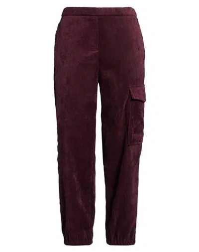 Oltre Woman Pants Plum Size L Polyester, Polyamide, Elastane In Burgundy