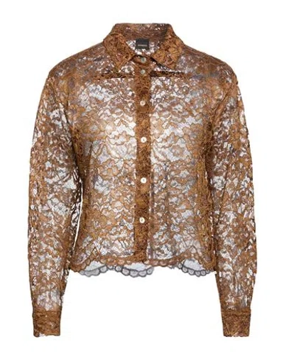 Oltre Woman Shirt Brown Size 12 Polyester
