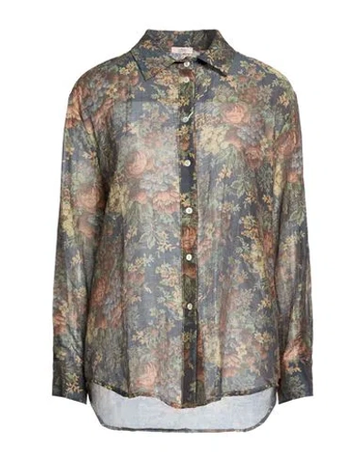 Oltre Woman Shirt Navy Size Xl Lyocell, Polyamide In Multi