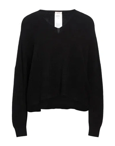 Oltre Woman Sweater Black Size 12-14 Viscose, Polyester, Polyamide In Animal Print