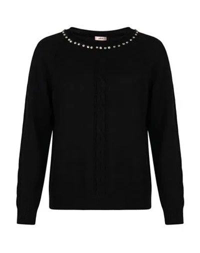 Oltre Woman Sweater Black Size Xxl Polyamide, Wool, Viscose, Cashmere In Blue