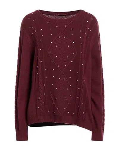 Oltre Woman Sweater Burgundy Size Xl Polyamide, Wool, Viscose, Cashmere In Brown