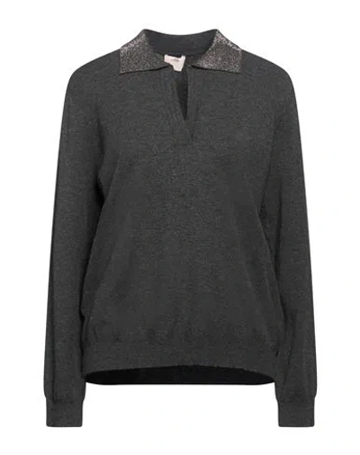 Oltre Woman Sweater Charcoal Size Xl Viscose, Polyester In Gray