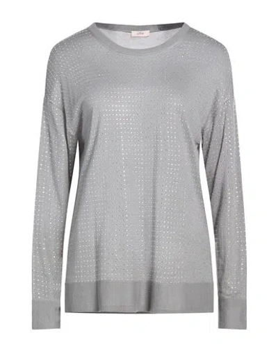 Oltre Woman Sweater Grey Size Xl Viscose, Acrylic In Gray