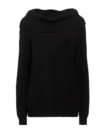 Oltre Woman Turtleneck Black Size 12-14 Viscose, Polyester, Polyamide