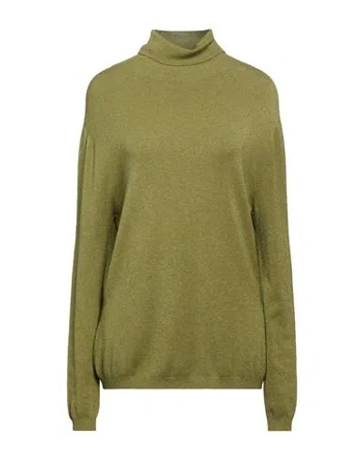 Oltre Woman Turtleneck Green Size 12-14 Viscose, Polyester, Polyamide