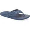 Olukai Aho Leather Flip Flop In Coastal Blue/coastal Blue