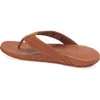 Olukai Aho Leather Flip Flop In Fox/fox