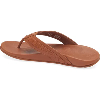 Olukai Aho Leather Flip Flop In Fox/fox