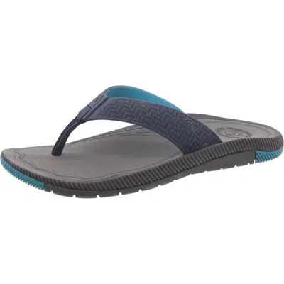 Olukai Awiki Flip Flop In Trench Blue/pavement