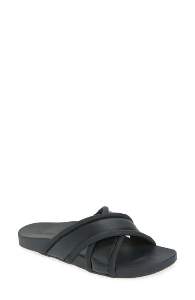 Olukai Ani Water Resistant Crisscross Slide Sandal In Lava Rock/lava Rock