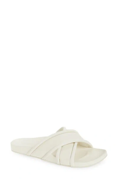 Olukai Ani Water Resistant Crisscross Slide Sandal In White