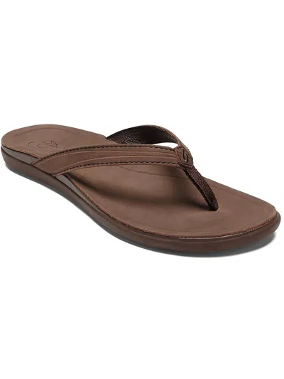 Olukai Aukai Womens Leather Slip On Thong Sandals In Multi