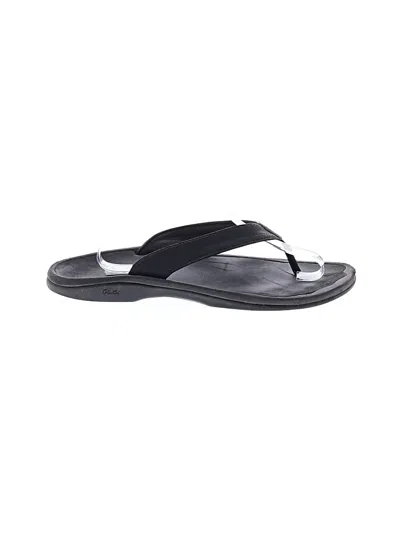 Pre-owned Olukai Flip Flops In Black