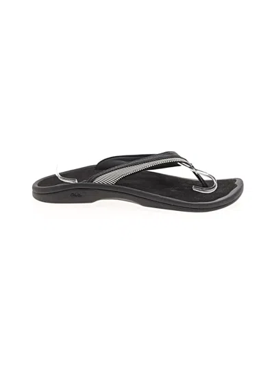 Pre-owned Olukai Flip Flops In Black