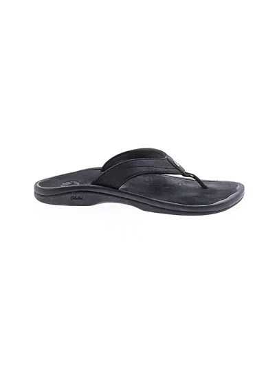 Pre-owned Olukai Flip Flops In Black