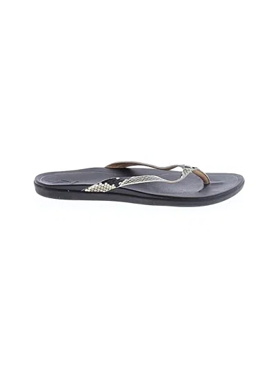 Pre-owned Olukai Flip Flops In Gray