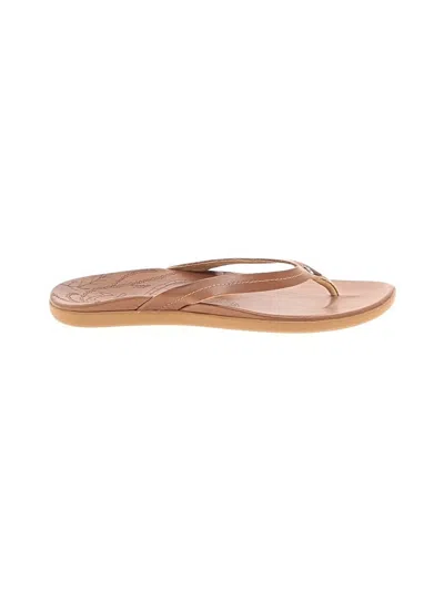 Pre-owned Olukai Flip Flops In Tan