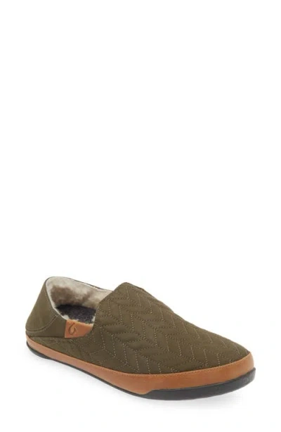 Olukai Hanohano Genuine Shearling Slipper In Brown