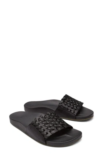 Olukai Kamola Slide Sandal In Black/black
