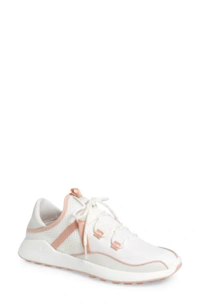 Olukai Kawela Waterproof Spikeless Golf Shoe In Bright White/soft Pink