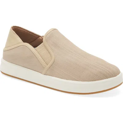 Olukai Ki‘ihele Leather Slip-on Sneaker In Beige/beige