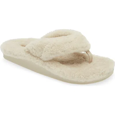 Olukai Kipea Heu Genuine Shearling Slide Sandal In Brown
