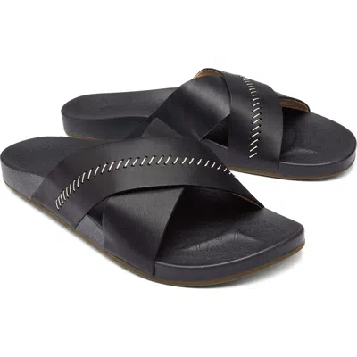 Olukai Kipea Olu Slide Sandal In Black/black