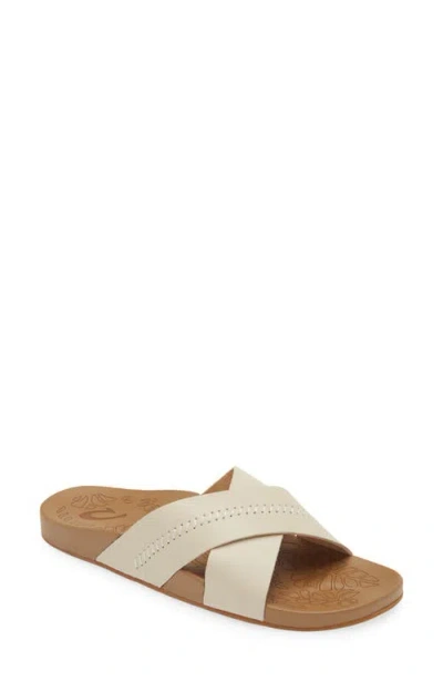 Olukai Kipea Olu Slide Sandal In Puka/tan