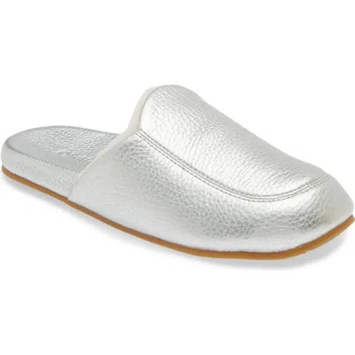 Olukai Konea Genuine Shearling Lined Mule In Silver/silver