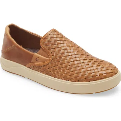 Olukai Lae'ahi Lauhala Woven Leather Shoe In Brown