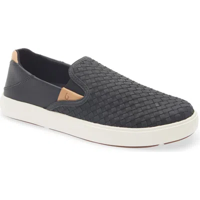 Olukai Lae'ahi Lauhala Woven Leather Shoe In Gray