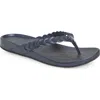Olukai Lei Leather Flip Flop In Mood Indigo/mood Indigo