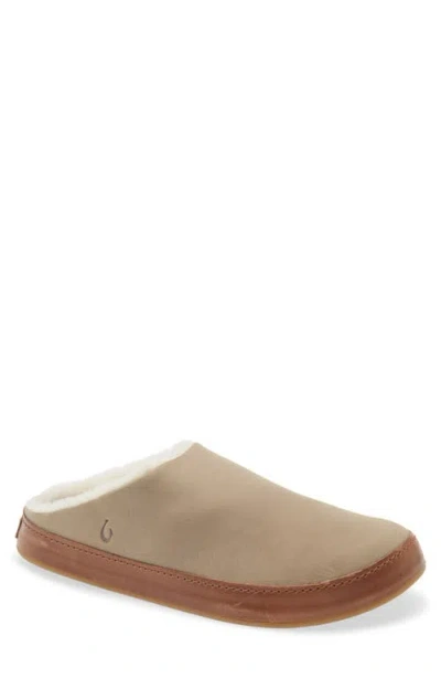 Olukai Lolii Genuine Shearling Lined Slipper In Gray