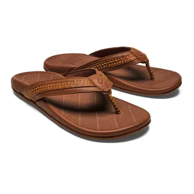 Olukai Men's Aho Flip Flops In Fox In Brown