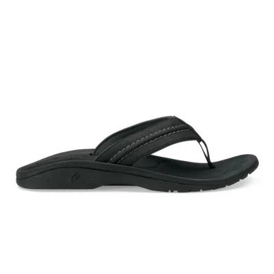 Olukai Men's Hokua Mesh Quick-drying Beach Sandals In Dark Shadow In Black