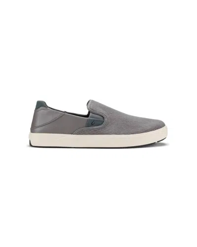 Olukai Men's Lae‘ahi Kapa Corduroy Slip-on Shoes In Graphite / Dark Shadow In Gray