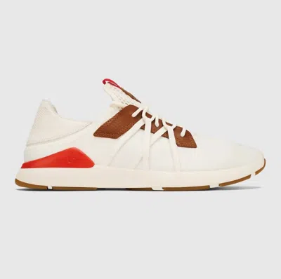 Olukai Men's Mio Li Athletic Shoes In Bright White/ Red Lava In Multi