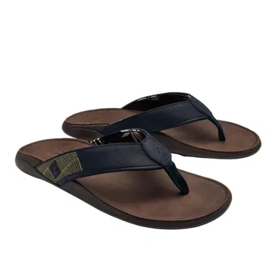 Olukai Men's Tuahine Sandal In Trench Blue Dark Wood In Black