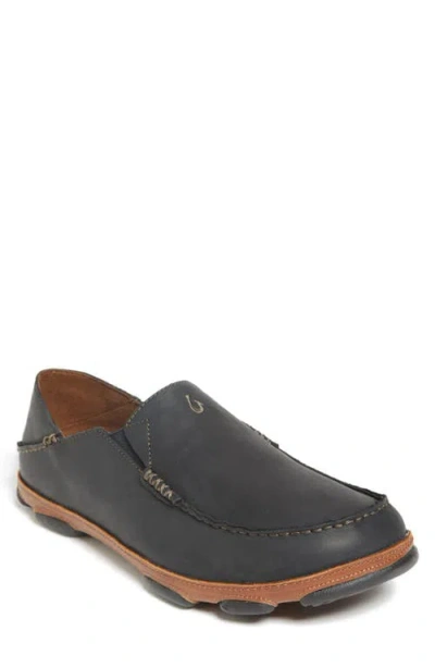 Olukai Moloa Slip-on In Black/toffee Leather
