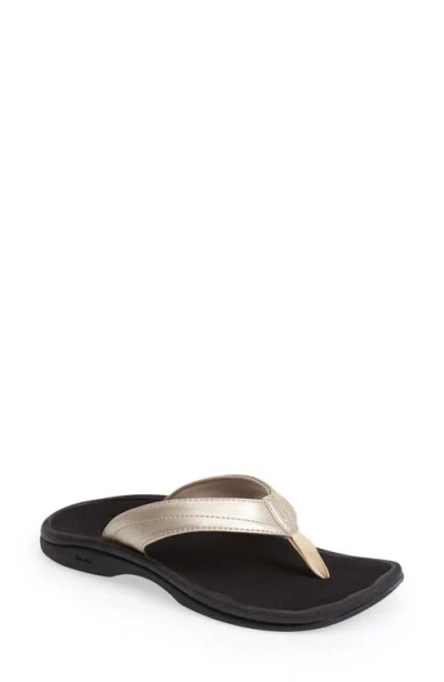 Olukai Ohana Flip Flop In Bubbly/black Faux Leather