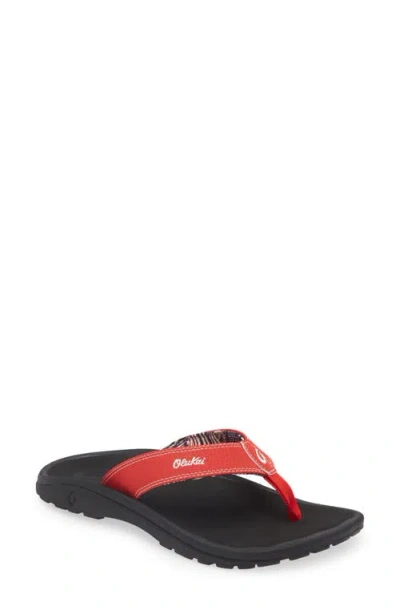 Olukai Ohana Flip Flop In Red Lava/black