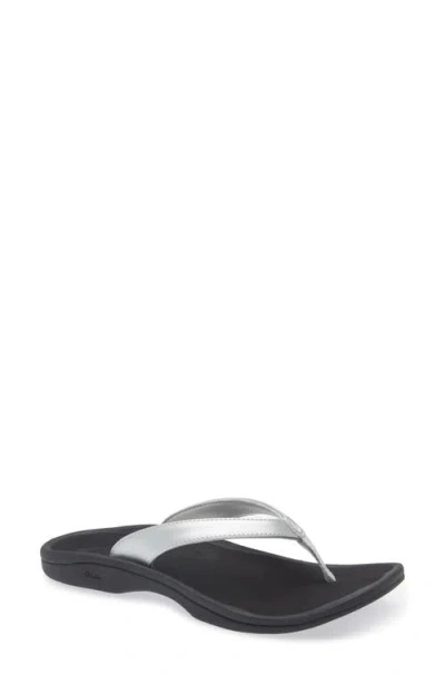 Olukai Ohana Flip Flop In Silver
