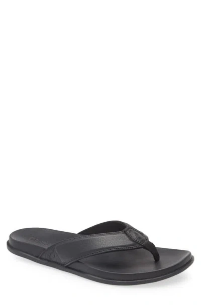 Olukai Olali Flip Flop In Black/black