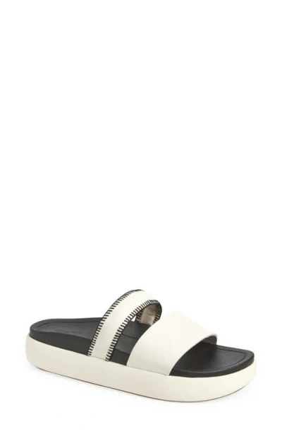Olukai Pae Slide Sandal In White Sand/lava Rock